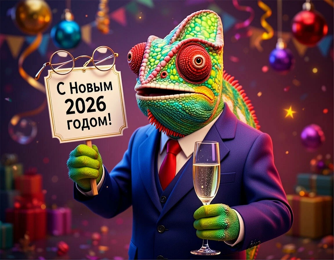 Хамелеон поздравляет всех с Новым годом